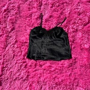 vintage beaded black slip top